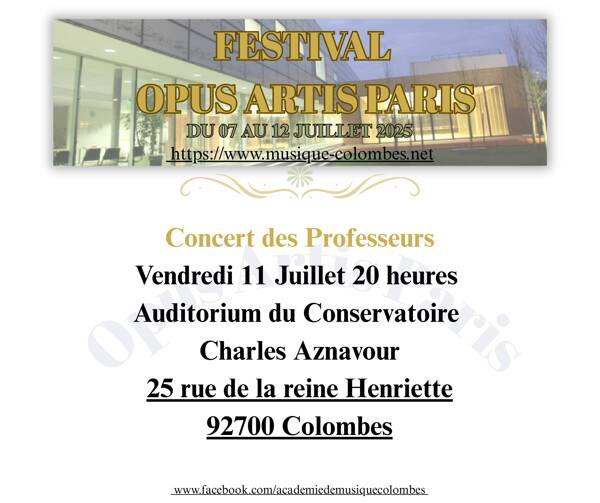 Festival Opus Artis Paris - Concert des Professeurs