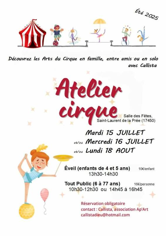 Atelier Cirque, de 4 à 77 ans, vacances d'été