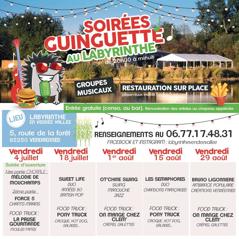 Soirée guinguette au labyrinthe de Vendrennes