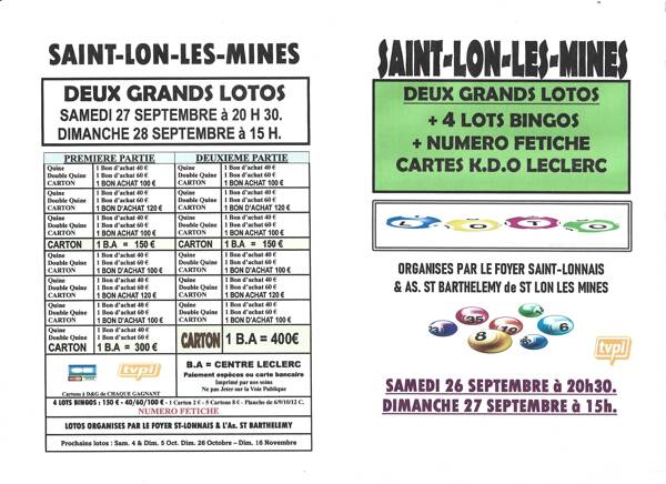 DEUX GRANDS LOTOS BINGOS AVEC FETICHE