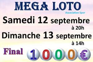 photo Méga LOTO animé par Karine samedi 12 septembre. Final 1000€ BA 300€, 150€ ...