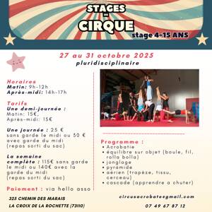 stage de cirque du 27 au 31 octobre 2025