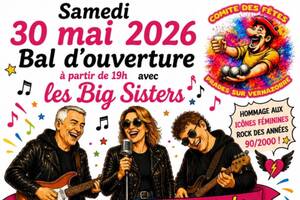 Bal d'ouverture et repas le 30 Mai 2026 avec le trio BIG SISTERS à Prades sur Vernazobre