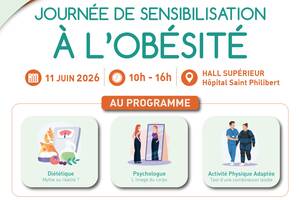 photo Jeudi 11 juin de 10h à 16h :  L’hôpital Saint Philibert du GHICL organise  une journée de sensibilisation à l’obésité