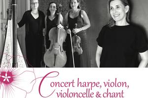 photo Concert harpe violon violoncelle et chanteuse