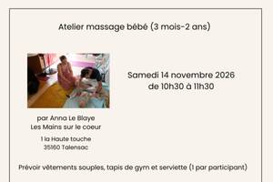 Atelier massage bébé 3 mois à 2 ans