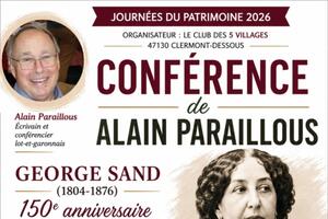 Conférence : « George Sand, une romancière à la vie libre et aux liens forts avec la Gascogne » par Alain Paraillous