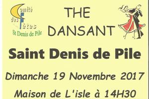 THÉ DANSANT  le dimanche 19 Novembre  2017