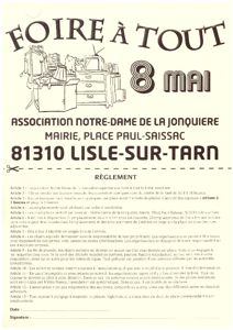 Foire à tout organisée par l'association Notre-Dame de la Jonquière