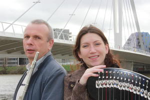 photo Duo LAZULI  en concert avec Yves Brisson (flûtes),Emilie Chevillard(harpe celtique)