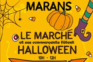 photo Le marché et les commerçants fêtent Halloween