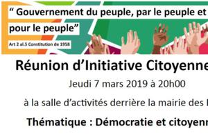 photo Réunion d'initiative citoyenne N°5 - Démocratie et citoyenneté