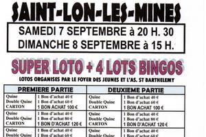 photo SUPERS LOTOS BINGOS à SAINT LON LON LES MINES organisés par Le FOYER DES JEUNES ET L'AS ST BARTHELEMY