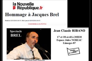 Les Galets d'Or présente, JC RIBANO chante Jacques BREL : 
