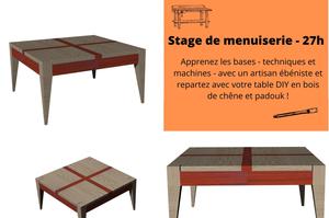 Stage de techniques de menuiserie - création d'une table en chêne et padouk