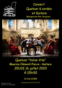 5eme concert des jeudis musicaux de Luchon - Quatuor à cordes et Guitare