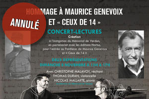 ANNULÉ - Concert-lecture Hommage à Maurice Genevoix et « Ceux de 14 »