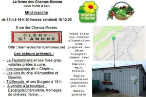 Mini marché vendredi 18 décembre sur le paarking de la ferme des Chmps Moreau