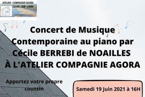 Concert de Musique Contemporaine au piano par Cécile BERREBI de NOAILLES À L'ATELIER COMPAGNIE AGORA