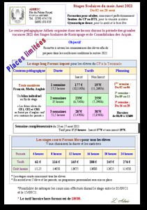 Stage  scolaire du mois d'août