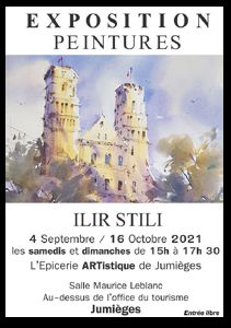 photo Exposition d'aquarelles d'Ilir STILI à l'épicerie Atistique de Jumièges