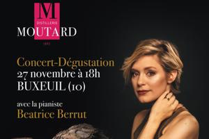 photo La virtuose du piano Beatrice Berrut en concert-dégustation Domaine Moutard à Buxeuil (Aube)