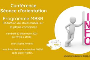 photo Conférence - séance d'orientation du programme MBSR - réduction du stress basée sur la pleine conscience