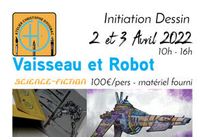 photo stage dessin vaisseau et robot