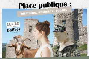 Place publique : humains, animaux, robots