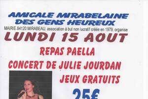 REPAS PAELLA - CONCERT DE JULIE JOURDAN - JEUX GRATUITS