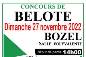 Concours de belote le dimanche 27/11/2022 à Bozel (Savoie)
