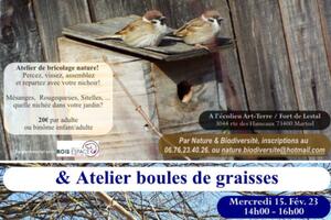 2 Ateliers : Construction de nichoirs pour oiseaux & Confection de boules de graisse