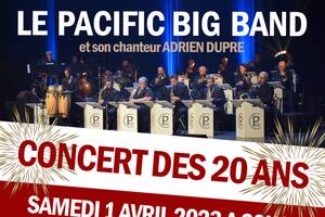 CONCERT ANNIVERSAIRE DU PACIFIC BIG-BAND AVEC MYRA MAUD, FABY MEDINA ET ADRIEN DUPRE SALLE DE LA HUNE A ST BENOIT LE 01/04/2023