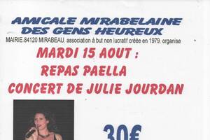 REPAS PAELLA - CONCERT DE JULIE JOURDAN - LOTERIE GRATUITE