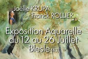 Exposition aquarelle, Joëlle Krupa et Franck Rollier, Blesle (43)
