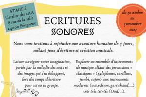 Atelier ECRITURES SONORES, jeux d'écriture & création musicale