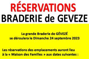 Réservations 31ème Braderie à GEVEZE