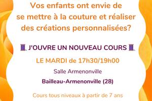 Cours de Couture Enfants/Ados à Bailleau-Armenonville