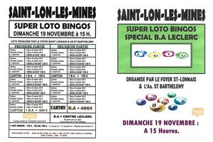 SUPER LOTO BINGOS - FOYER & ST BARTHELEMY de SAINT LON LES MINES