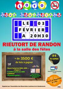 Loto sans ordi Rieutort de randon le 3 février 2024 à 20h30