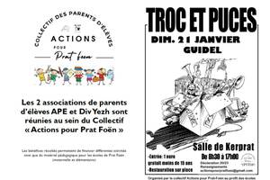 Troc et puces organisé par le collectif ‘Actions pour Prat-Foën’ (parents d'élèves) pour les écoles publiques de Guidel