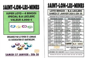 SUPER LOTO BINGOS - FOYER & ST BARTHELEMY de SAINT LON LES MINES