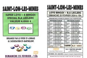 SUPER LOTO BINGOS - FOYER & ST BARTHELEMY de SAINT LON LES MINES