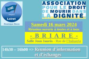 Association pour le Droit de Mourir dans la Dignité - REUNION D'INFORMATION ET D'ECHANGES