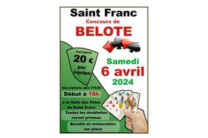 Concours de belote - SAINT FRANC - 6 avril 2024 à 18h