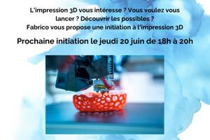 Initiation à l'impression 3D chez Fabrico