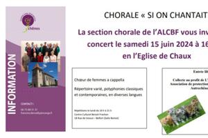 Concert chorale Si on Chantait à Chaux au profit de l'Arche de Mallo