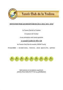 PORTE OUVERTE MINI TENNIS POUR LES ENFANTS DE 3 A 6 ANS