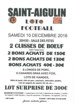 LOTO - Organisé par le Football club - Saint Aigulin