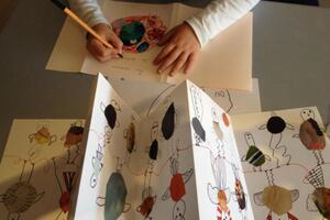 Atelier parent-quinquin 2-5 ans Peinture leporello (inspiration David Hockney)